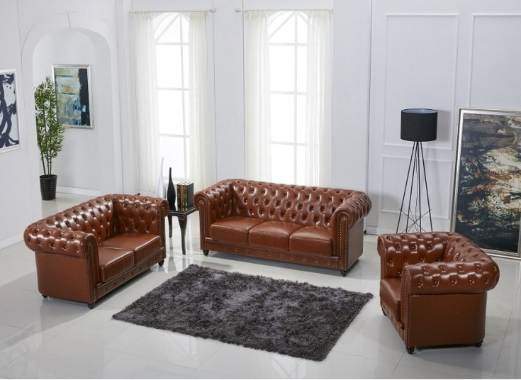 Light Brown Chesterfield Sofa 2,2,1 | Chronos Stores