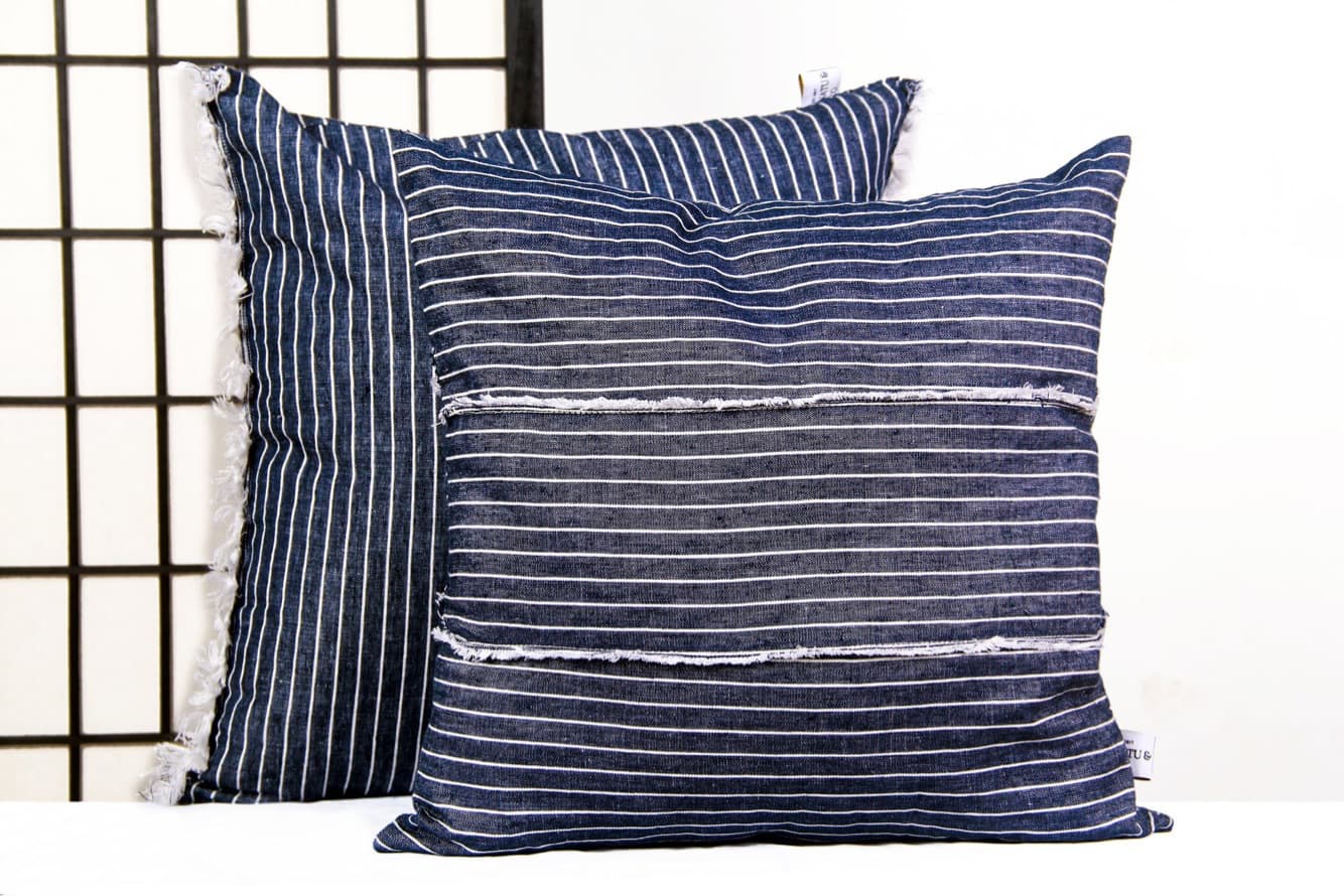 distressed denim throw pillow