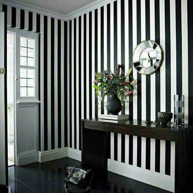Black White Stripe Wallpaper Chronos S - Black And White Striped Wallpaper Bedroom Ideas