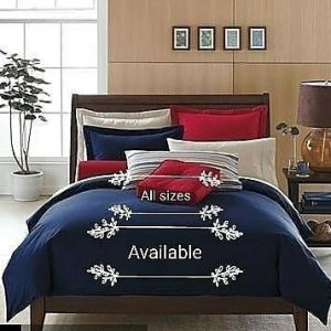 Blue and Red Mix Plain Bedsheets with Duvet