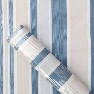 Blue and Faded Pink Striped Wallpaper