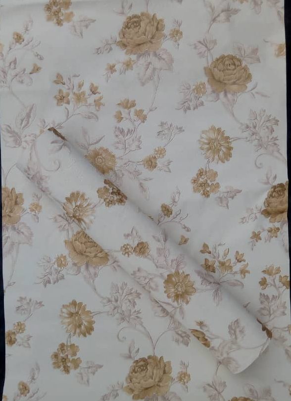 Gold and White Floral Patterned Wallpaper