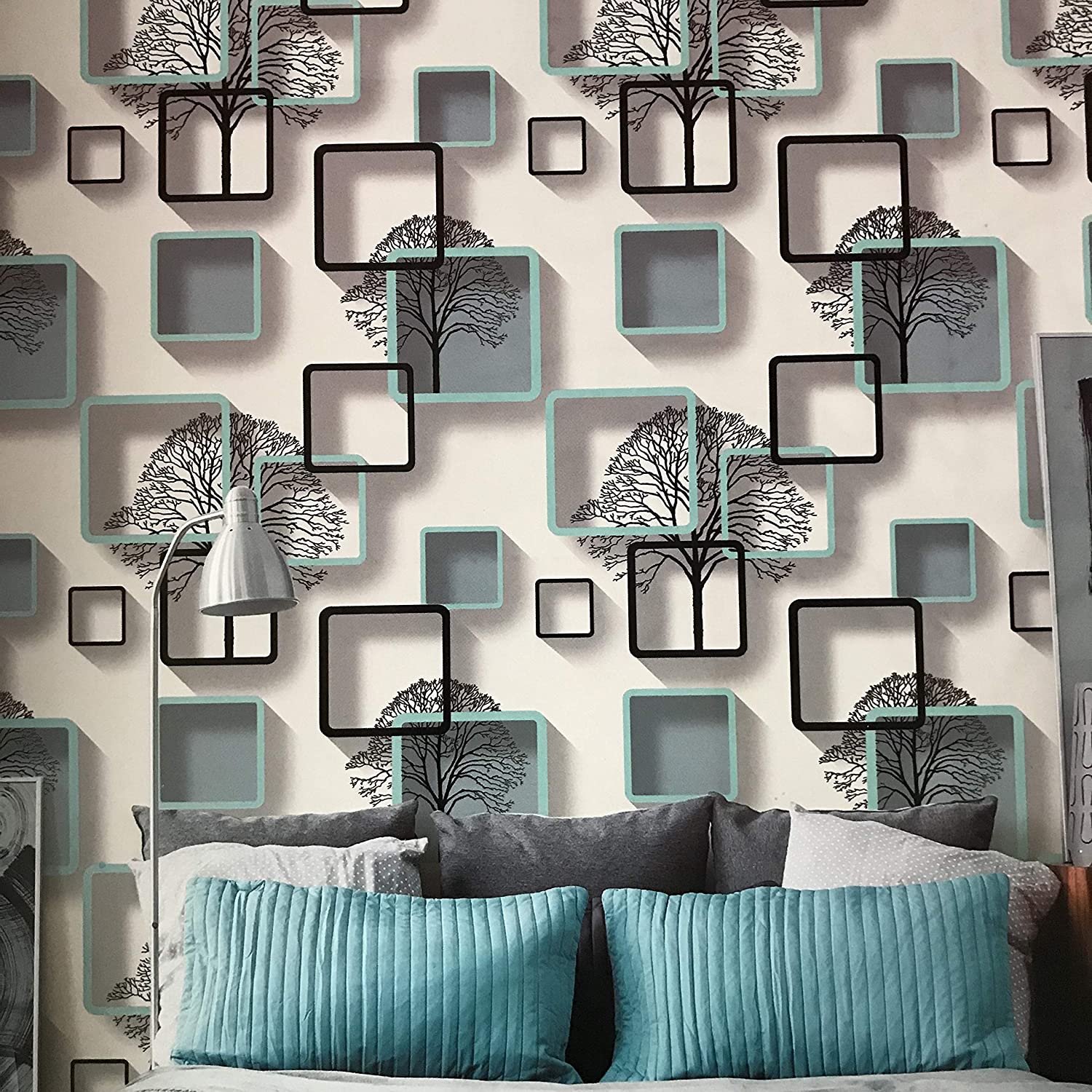 Blue Tree Patterned Wallpaper – Chronos Stores