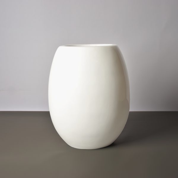 white round ceramic flower pot